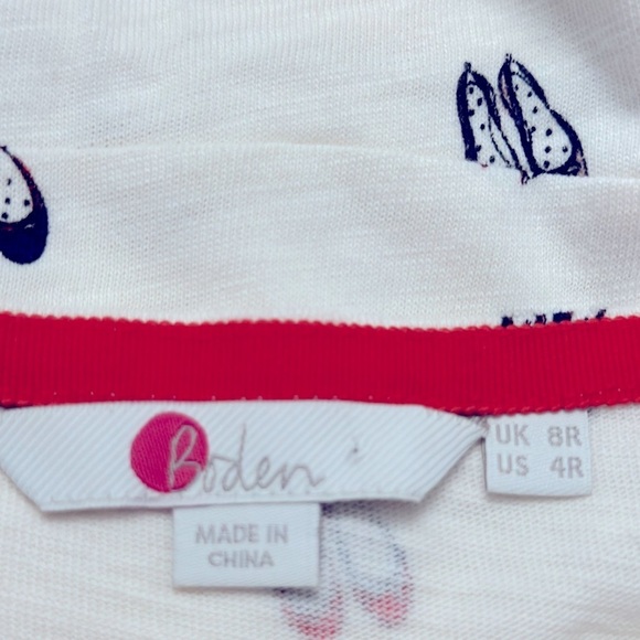 Boden Sweet Ballet Slipper Novelty Print A-Line Dress Size 8 Cream Red Pink - Picture 7 of 8